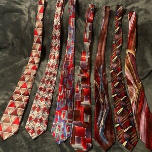 J. Garcia Red and Multicolor Artistic Ties Collection “Lot of 7”